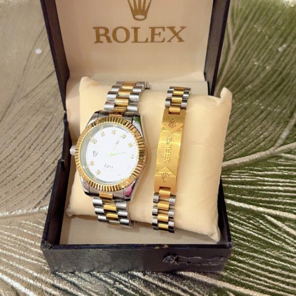 Gold and silver men's watch and bracelet